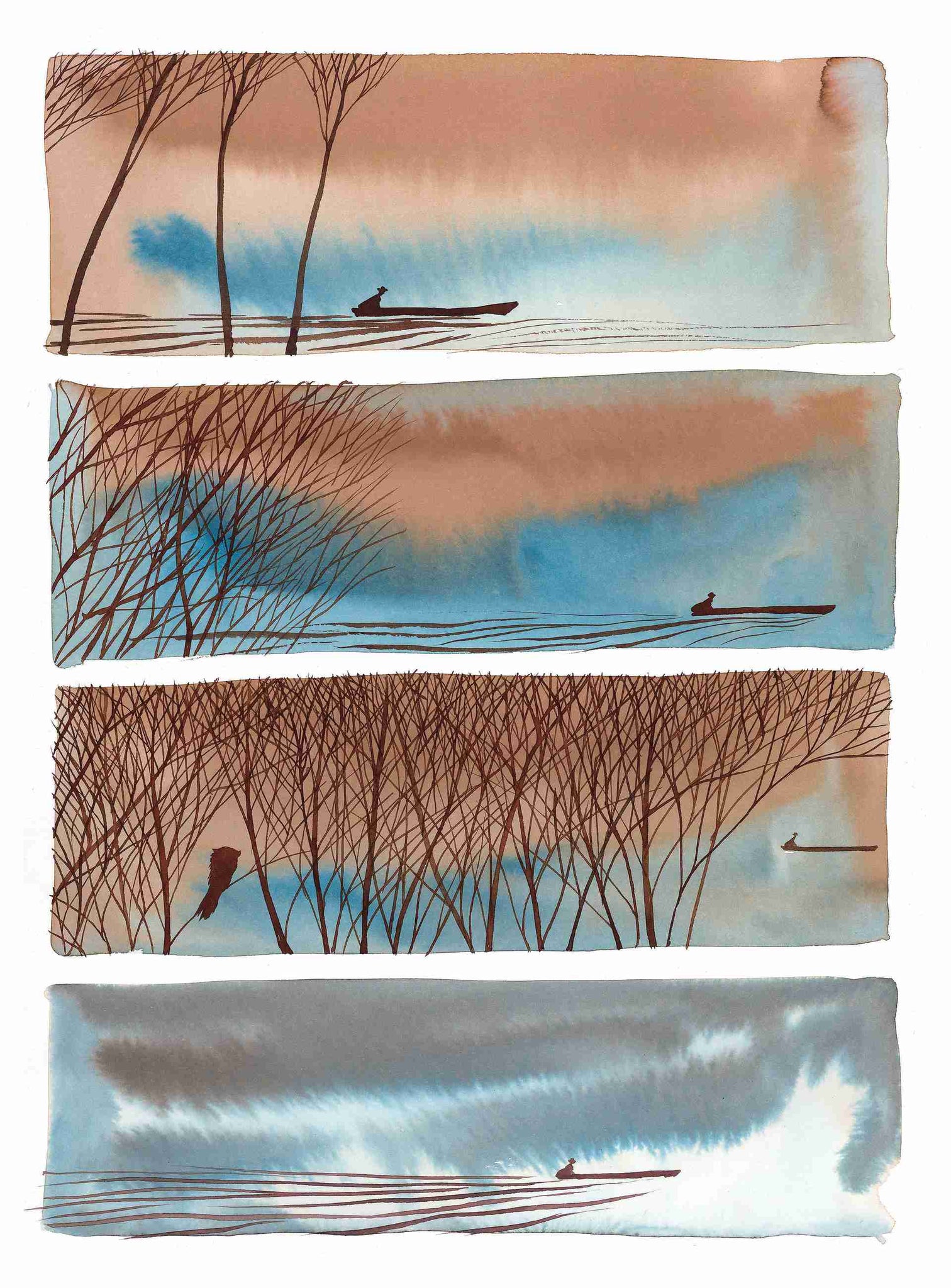 Fiume lento, un viaggio lungo il Po. Inverno.